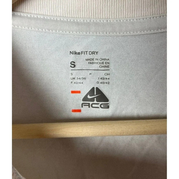Nike Fit-Dry ACG Long Sleeve T-Shirt Cream Sze Small Cotton Blend Crewneck Men’s - Picture 3 of 7